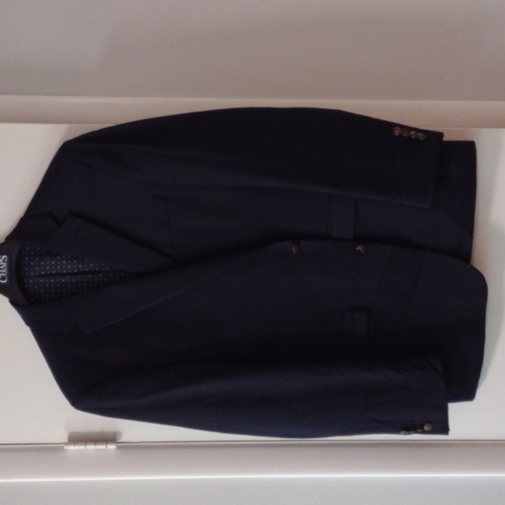 Ralph Lauren Chaps Navy Blue blazer sport coat, Size 44 Long 44L